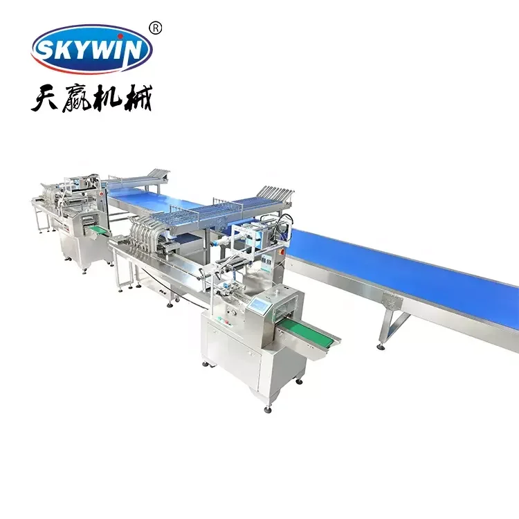 High Speed Automatic Feeding Line Chocolate Granola Bar Pillow Packaging Line Sachet Packaging Machine For Biscuit Plant