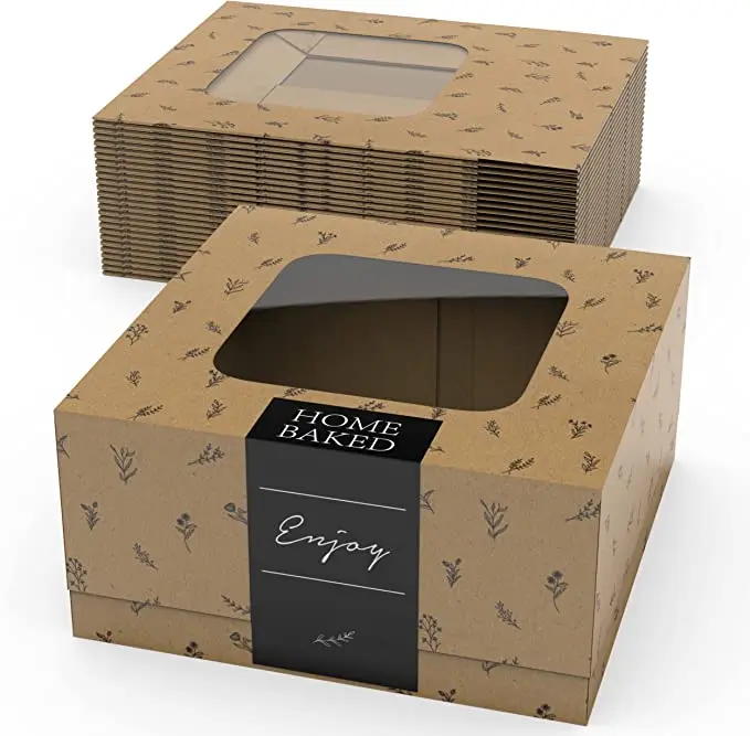 Wholesale Folding Recyclable Cheap White Packaging Kraft Paper Custom Logo High Quality Cake Paper Box With Window