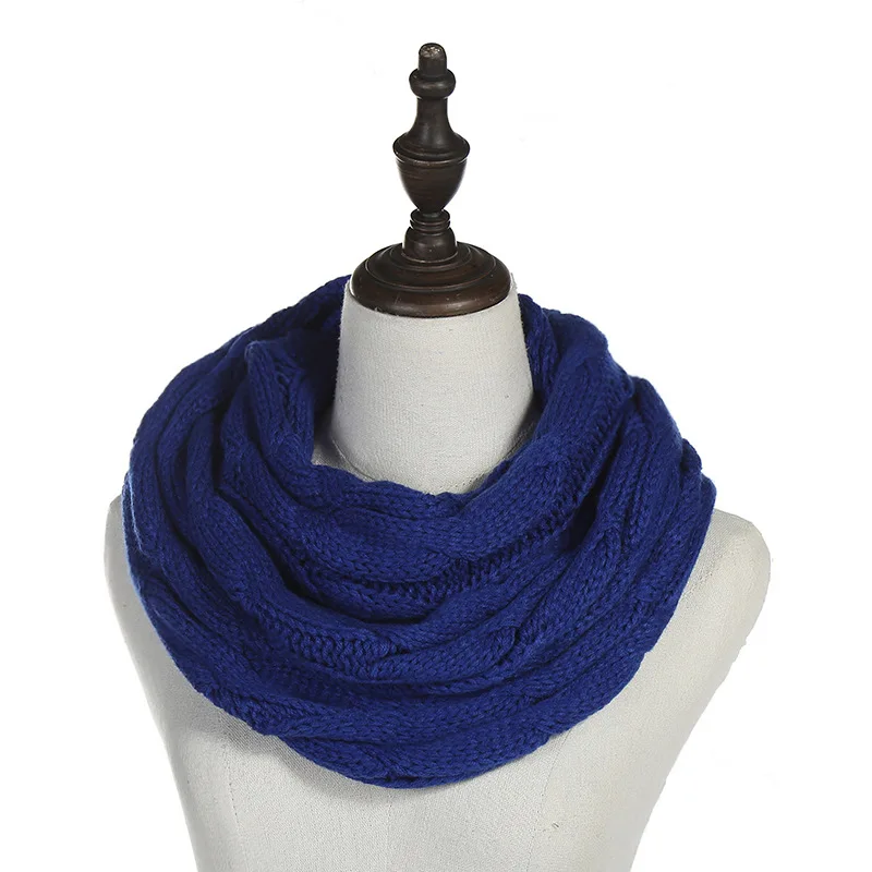 Women winter Knitted Snood Scarf Winter Infinity Scarves Neck Circle Cable Warm Soft Ring