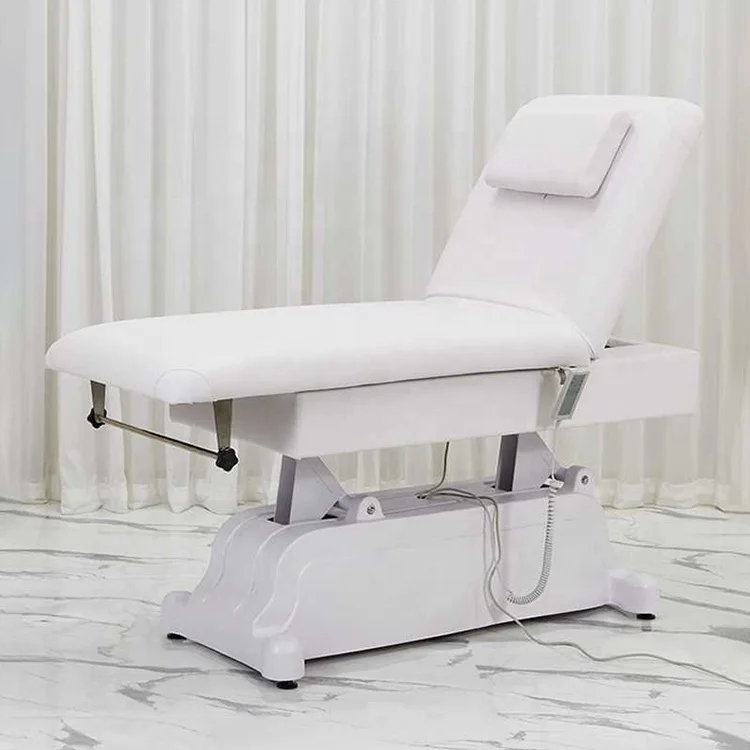 Modern white 2 motor adjustable massage spa tables electric reclining hydraulic spa bed for beauty shop