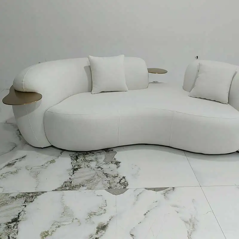 Pea sofa cream style Italian minimalist light luxury curved cashew lamb velvet mesh red designer fabric sofa