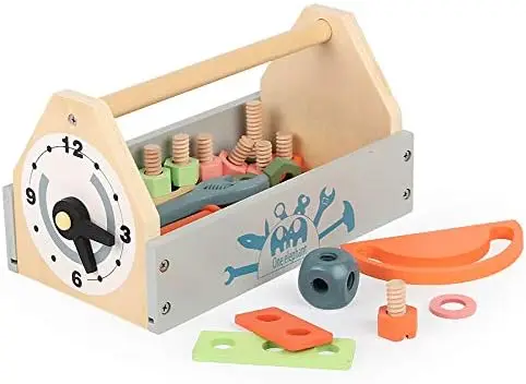 Wooden Tool Toy Toolbox Toddler Educational Construction Kids Toys Play Accessories Set Creative Gift for Up Boys Girls
