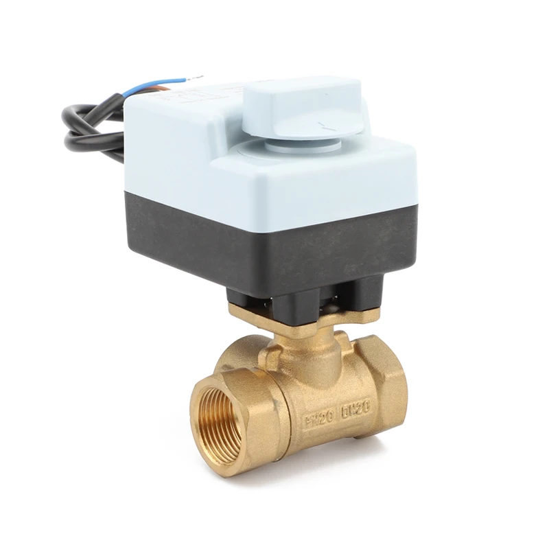 DN20 Electric 3-Way Brass Ball Valve with Manual Switch Customizable Plastic Water Valve Actuator OEM Support