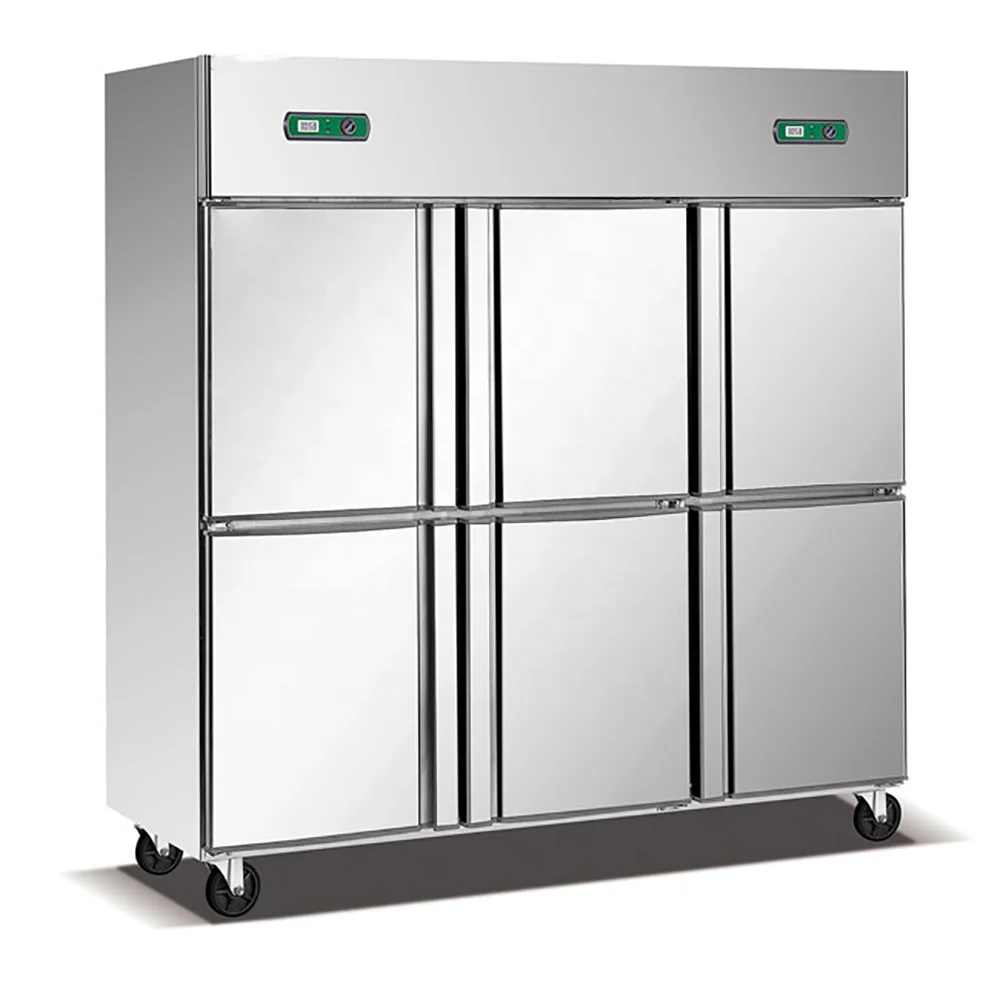 Low Price Restaurant Upright Stainless Steel 6 Door Commercial Refrigerator