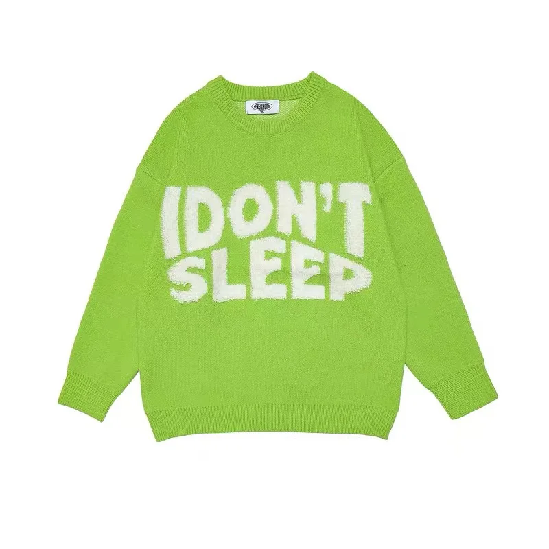 Custom logo sweater men 100% cotton fall winter designers loose cropped oversized knitted sweaters