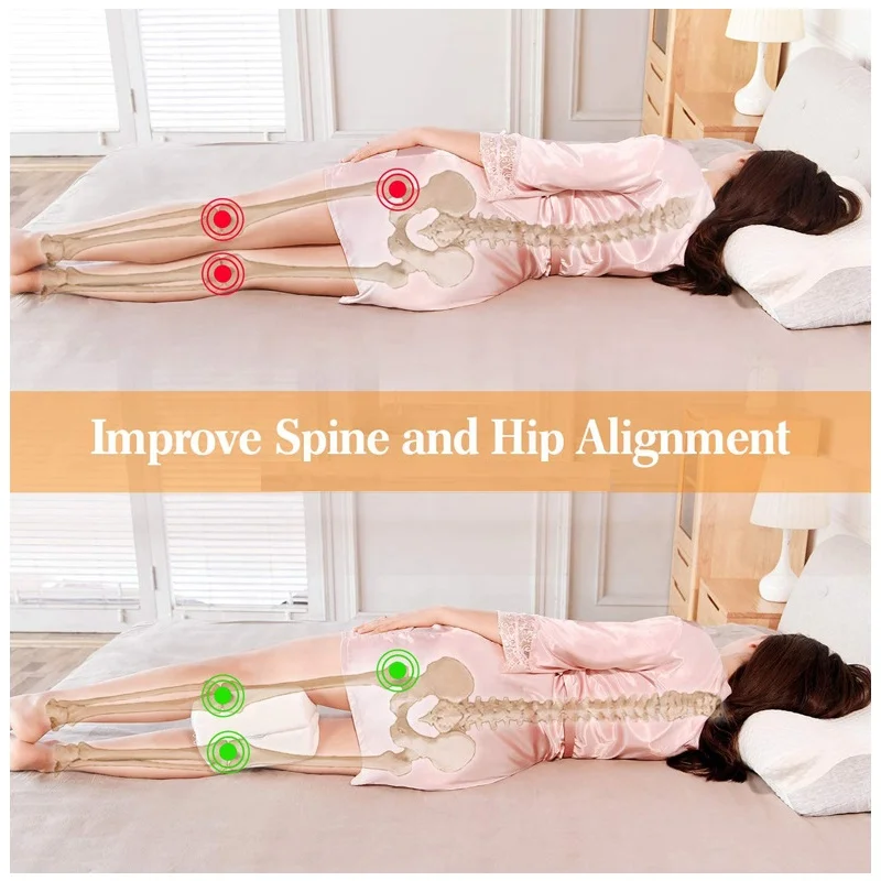 Orthopedic Knee Pillow for Side Sleepers Hypoallergenic Cover Firm Leg Support Pillow Between The Legs for Sleeping