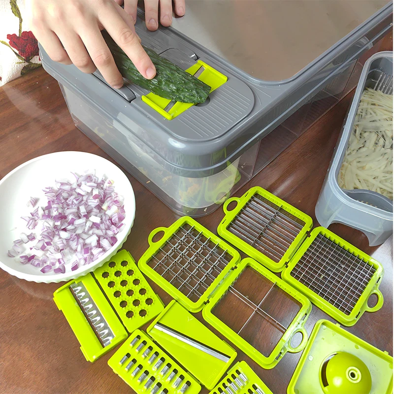 High Quality Gadget Multifunctional Hand Held Onion Veggie Cutter Fruits Slicer Food Salad Manual Vegetable Chopper