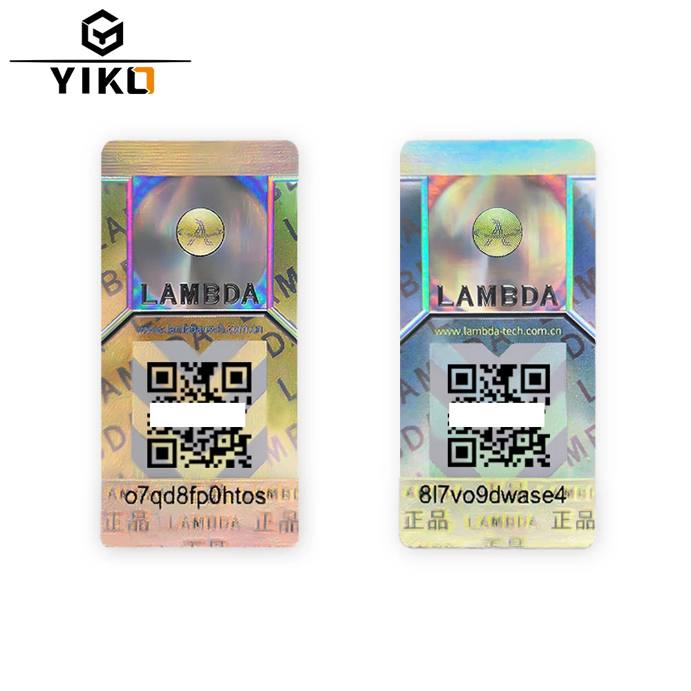 Yiko Anti-Fake Hologram Qr Code Stickers Tamper Evident Security Holo Sticker Labels Serial Number For Perfume Box