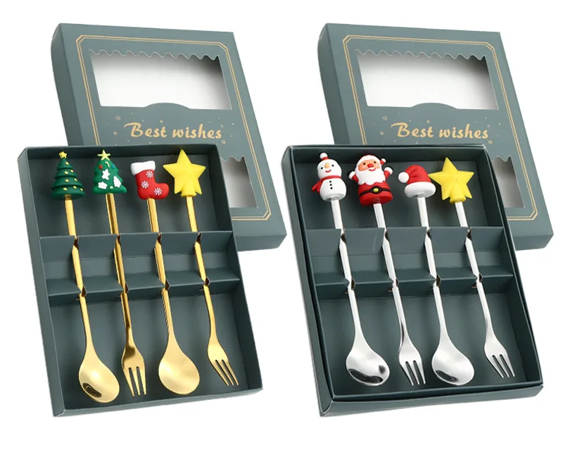 Creative Knife Fork Spoon Set Christmas Series Cutlery Set cutlery knife spoon and fork flatware set