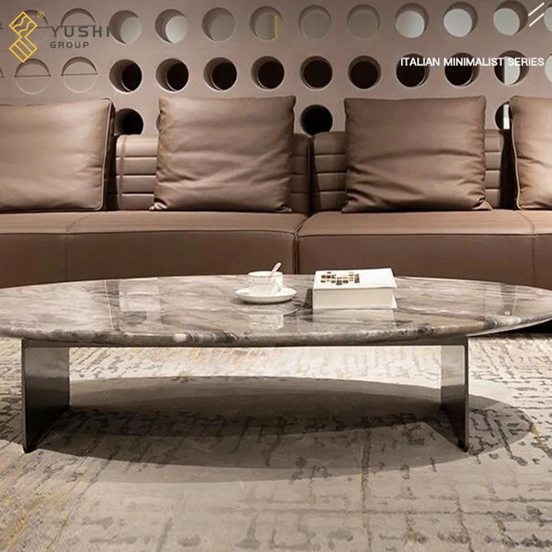 Yushi Group Luxury Marble Dinning Table Top Natural Stone Venice Brown Oval Marble Dinner Table