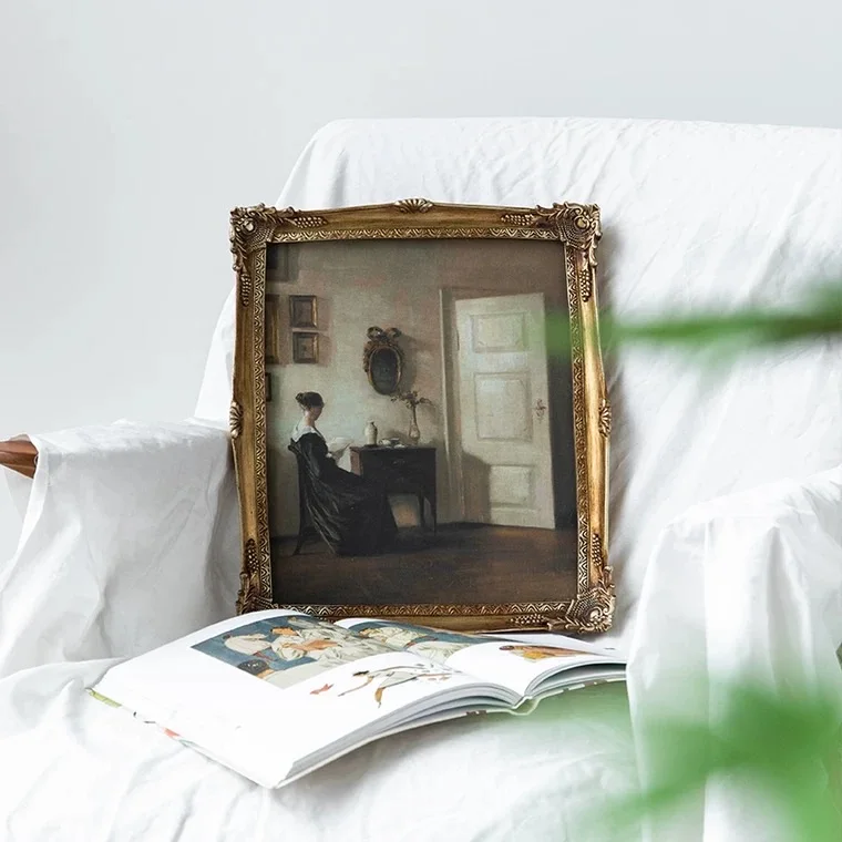 Creative vintage photo frame small picture frame with flower cane for tabletop decoration