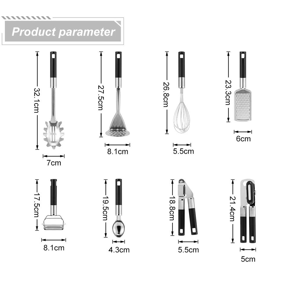 OEM 15Pcs ABS Handle Stainless Steel Kitchen Utensils Set Kitchen Cooking Gadget Utensil Set