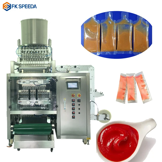 FK-Y4 Automatic Multi Lane 4 Side Seal Sauce Paste Packing Machine 6 Lane 8 Lane Wasabi Packing Machine