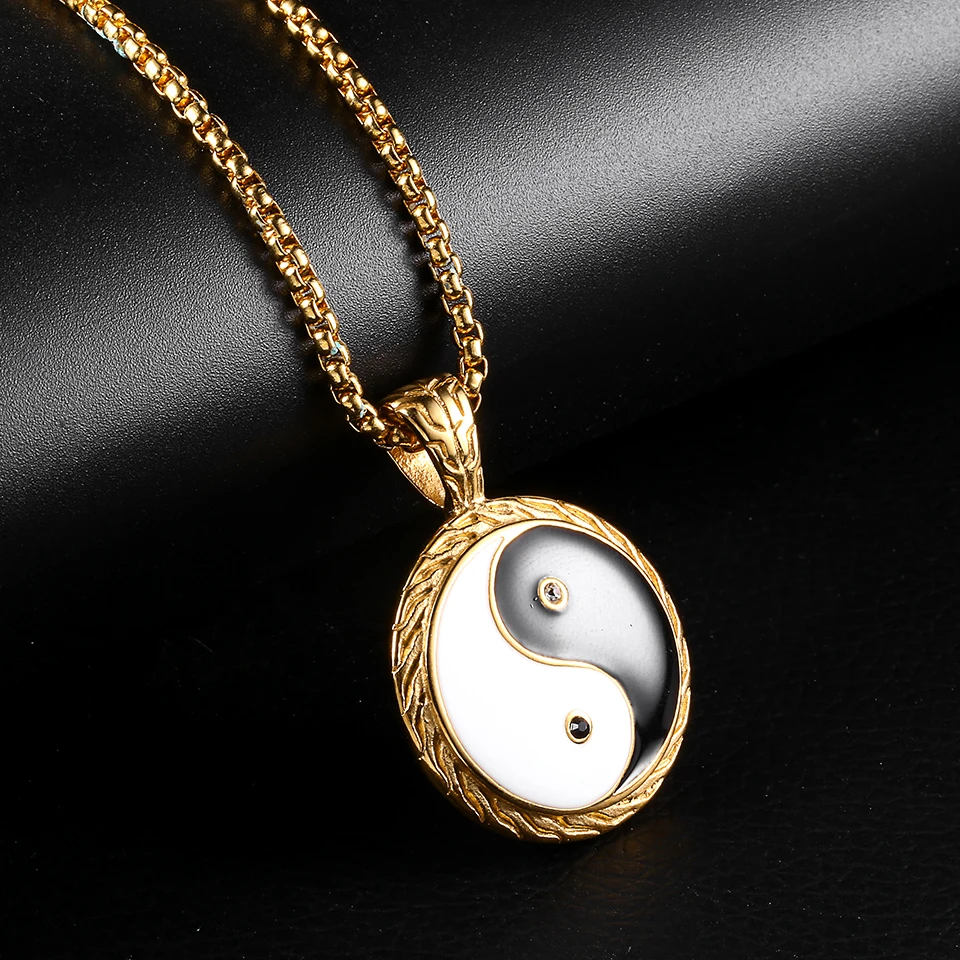 Stainless Steel Jewelry Religious Series Tai Chi Necklaces Gossip Yin Yang Necklace For Men Women Gioielli Da Donna