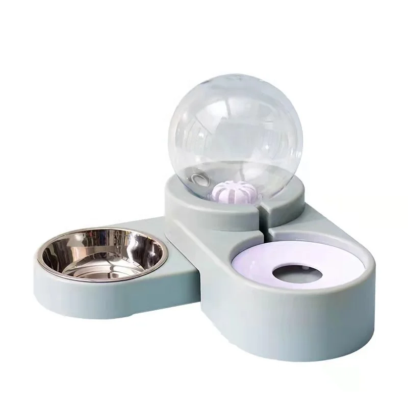 hot sale spherical water storage collapsible adjustable Angle automatic water feeding food bowl water bowl two bowls for pets (1600348936259)