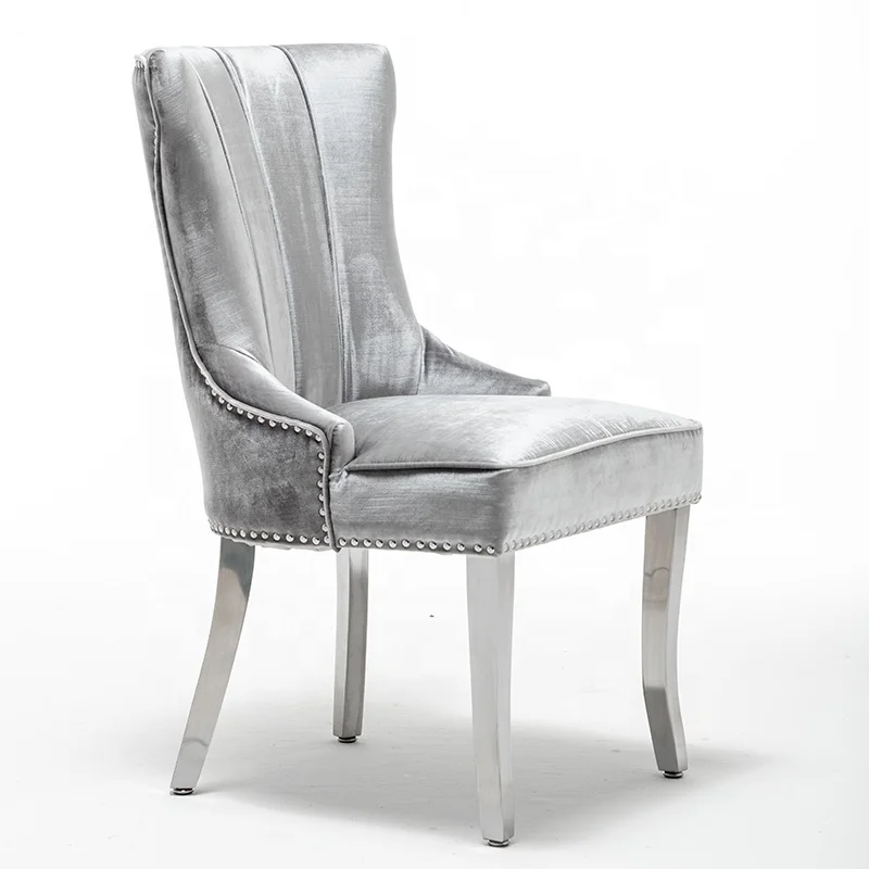New velvet fabric crooked stainless dining chair