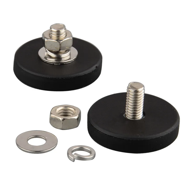 Free Sample Steel Rubber Coated Neodymium Magnet M3 M4 M5 M6 M8 Screw Thread Pot Magnet