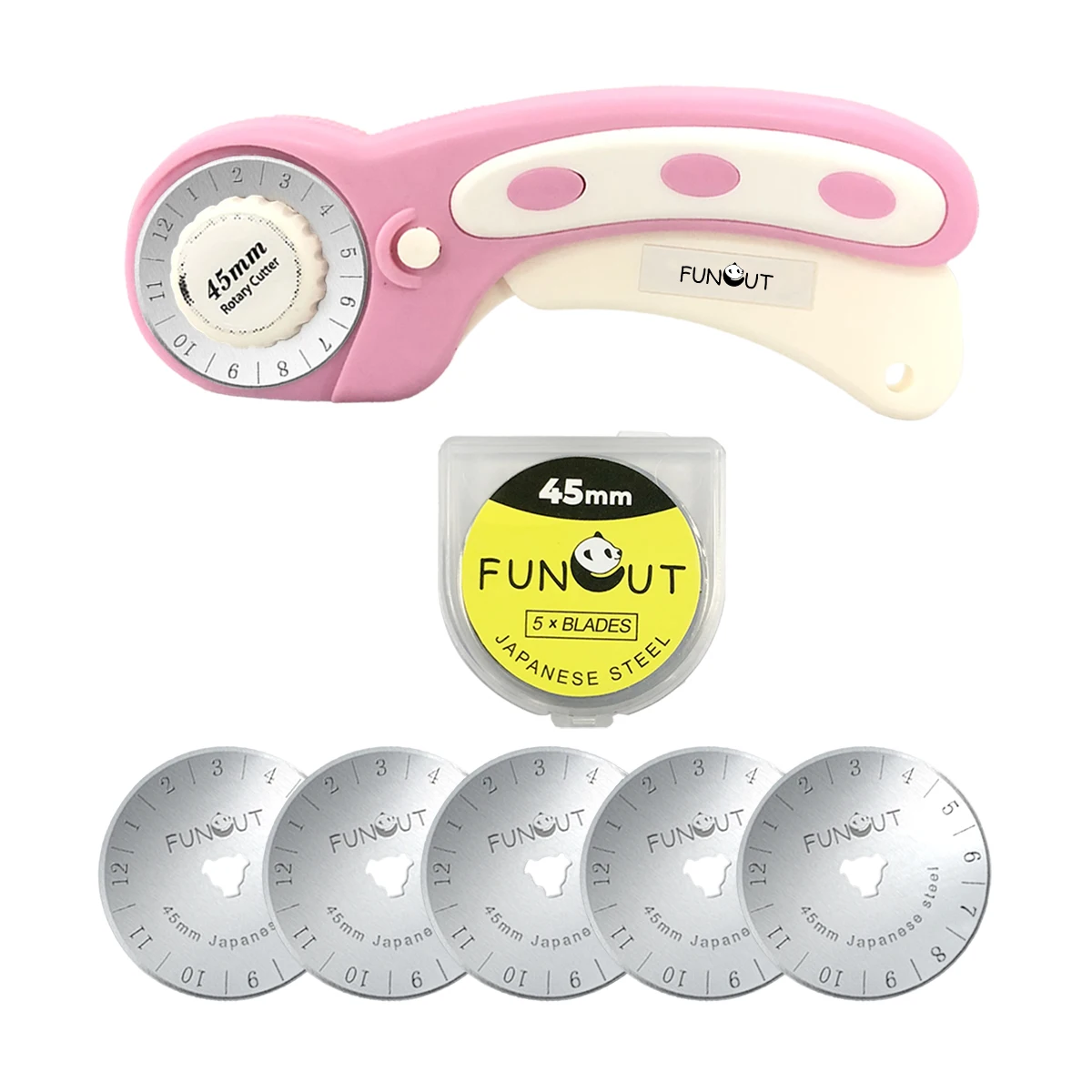 Patchwork Leather Quilting Sewing Arts Crafts Tool 45mm Rotary Cutter Set with 5 Replacement Blades