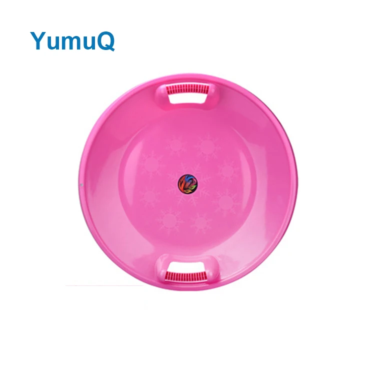 YumuQ Winter Sports Circle Plastic Sled Saucer, Heavy Duty Colorful Round Snow Saucer Sled For Children