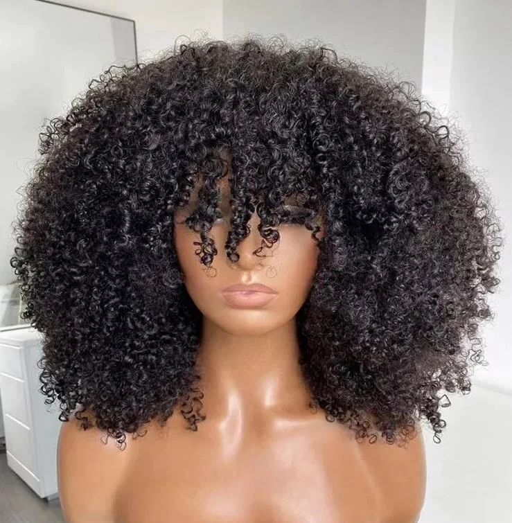 Unprocessed Afro Kinky Curly Lace Closure Wig High Density Remy Brazilian Short Curly Human Hair Wigs