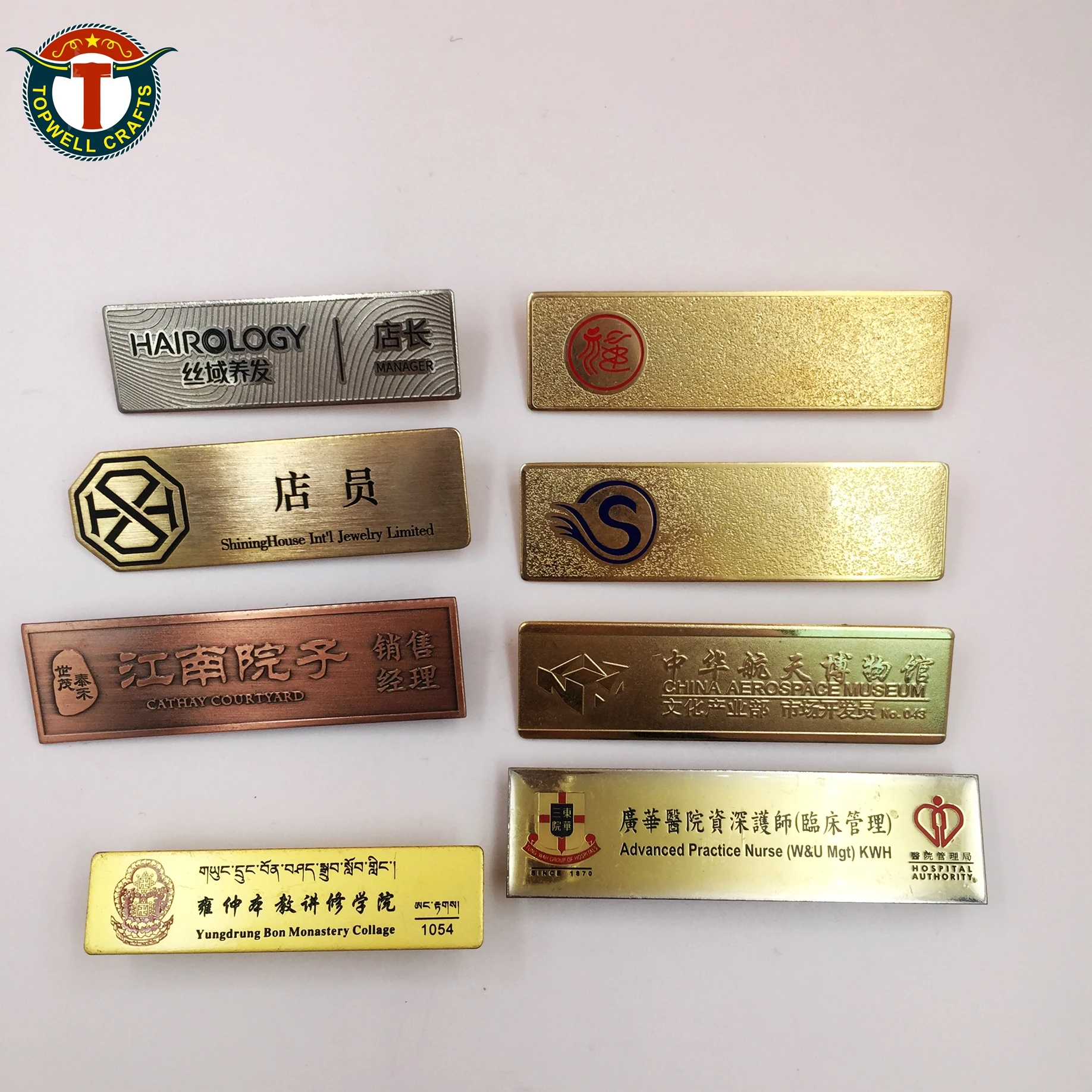 Chinese Supplier Cheap Custom Metal Aluminum Printing Epoxy Laser Engraving Name Plate Pin Badges