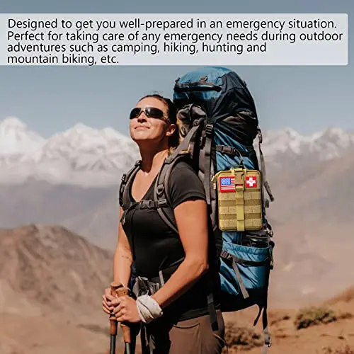 Emergency Compact Combat Tactical 150 Pieces Molle Survival Treatment Care EMT Trauma First Aid Kit for Camping Hunting