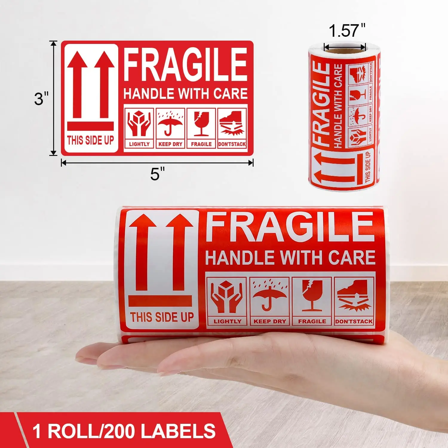 Custom Fragile Sticker & Fragile Tape Fragile Label Warning Label Glass Shipping Label Handle Care Fragile Stickers