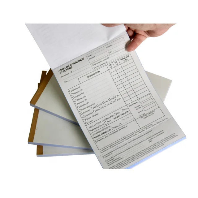 multi-parts invoice book custom wholesale A5 size carbonless copy paper book four color copies printing