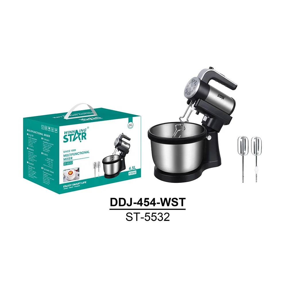 WINNING STAR 450w 220v-240v 4.5 L Electric Hand Mixer ST-5532 5 Speed Stand Mixer With Stainless Steel Bowl