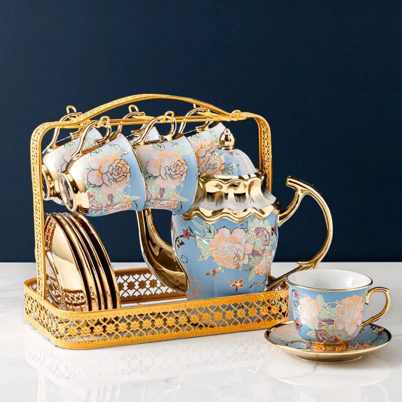 Gold Rimmed Gift Arabic Europe Style Ceramic European English Turkish Afternoon Coffee Tea Cup Luxury Pot