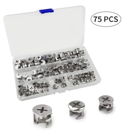 75 Pcs Bronze & Nickel Furniture Cam Lock Nut Metric System Connector Fittings for Wardrobe Furniture Panel Connecting