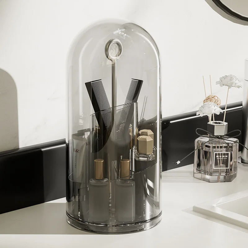 Rotating Makeup brush storage cylinder Brush barrel storage box Desktop cosmetics lipstick transparent storage cylinder