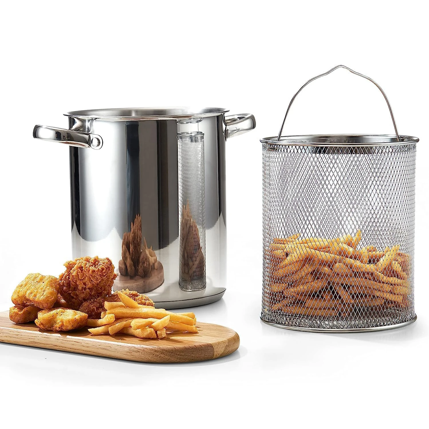Заводская оптовая продажа горшок для фритюрницы спаржи из нержавеющей стали со стеклянной крышкой и внутренней стойкой корзина макаронных изделий высокого тела