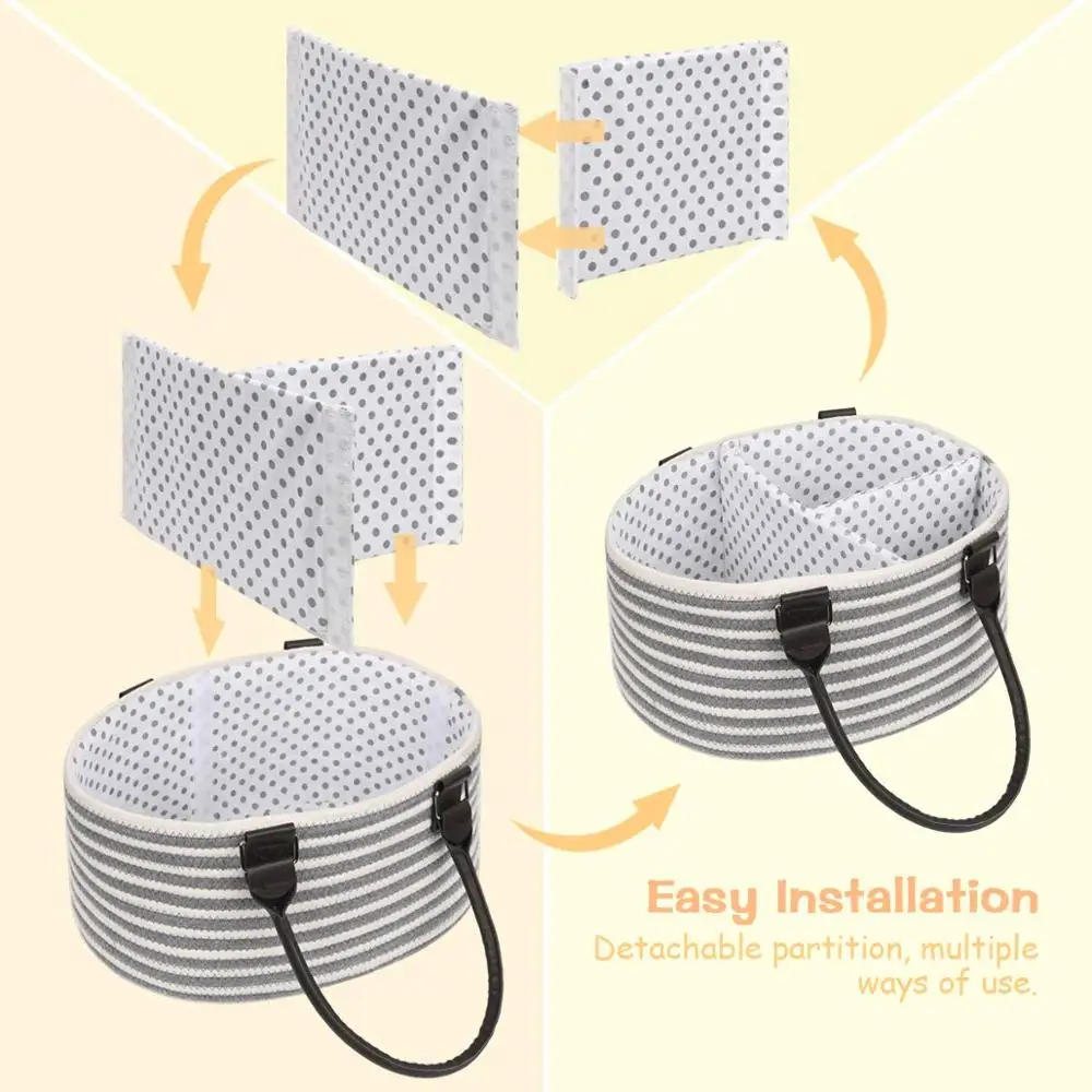QJMAX Cotton Rope Diaper Caddy Organizer And Removeable Divider