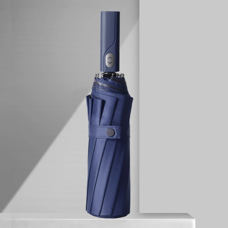 Amazon 12-bone automatic three-fold umbrella with full blackout custom logo advertising gift