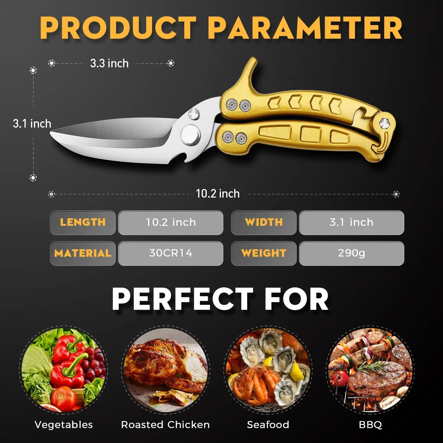 Новый продукт идеи 2024 сверхмощные съемные ножницы для куриных костей многофункциональные Острые Ножницы из нержавеющей стали золотые кухонные