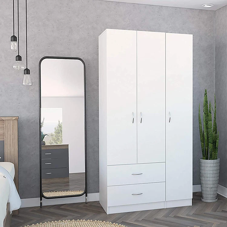 Cheap High Quality Bedroom Furniture Hotel Design Simple 3 Doors Wardrobe with
