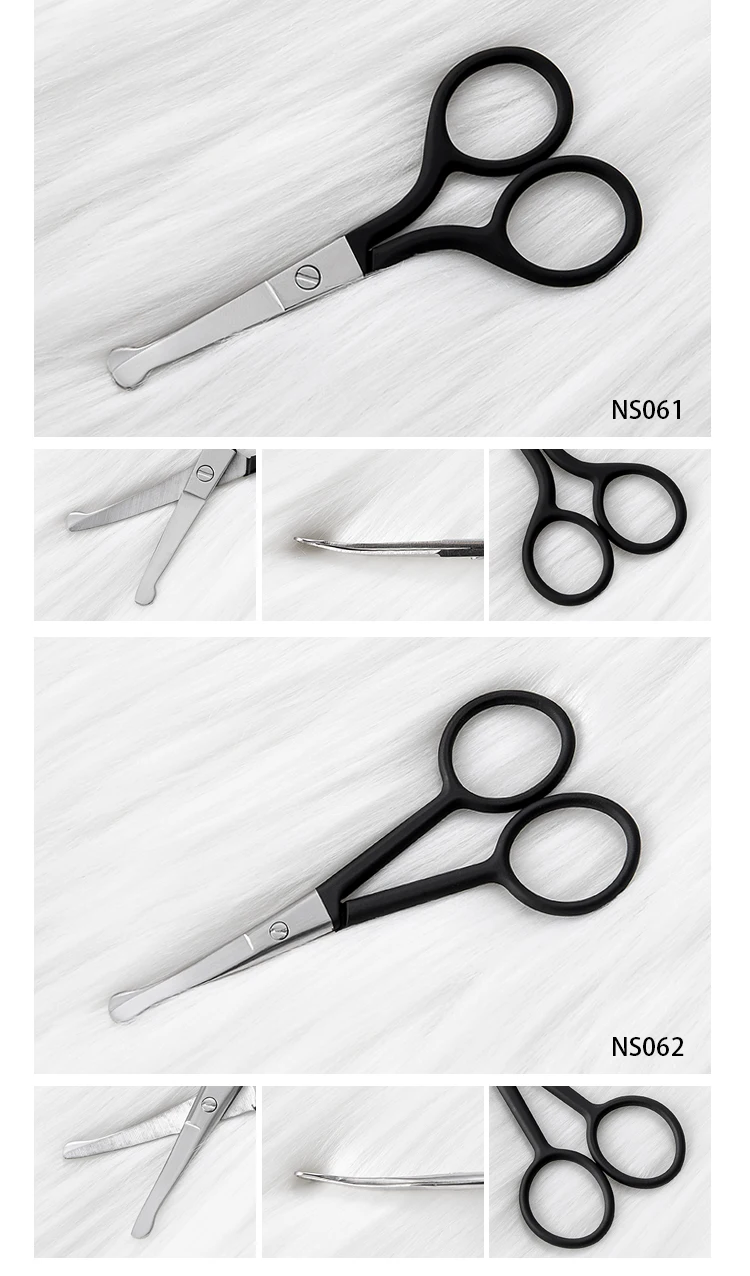 Eliter Hot Sell Wholesale Black Rubberized Soft Touch Stainless Steel Scissor Manicure Tips Cutter Scissors Round Tip