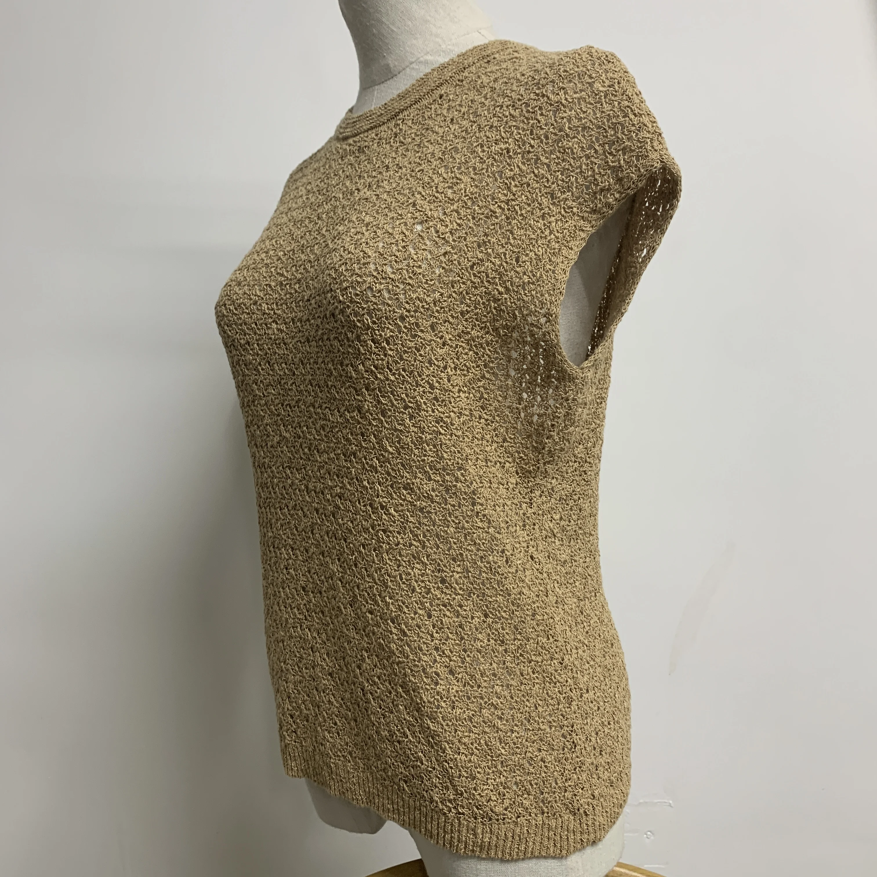 Unisex 100% Cotton Paper Nylon Hand-Woven Sleeveless Solid Color Neck-Knitted Crochet Fashionable Comfort Embroidery T-Shirt
