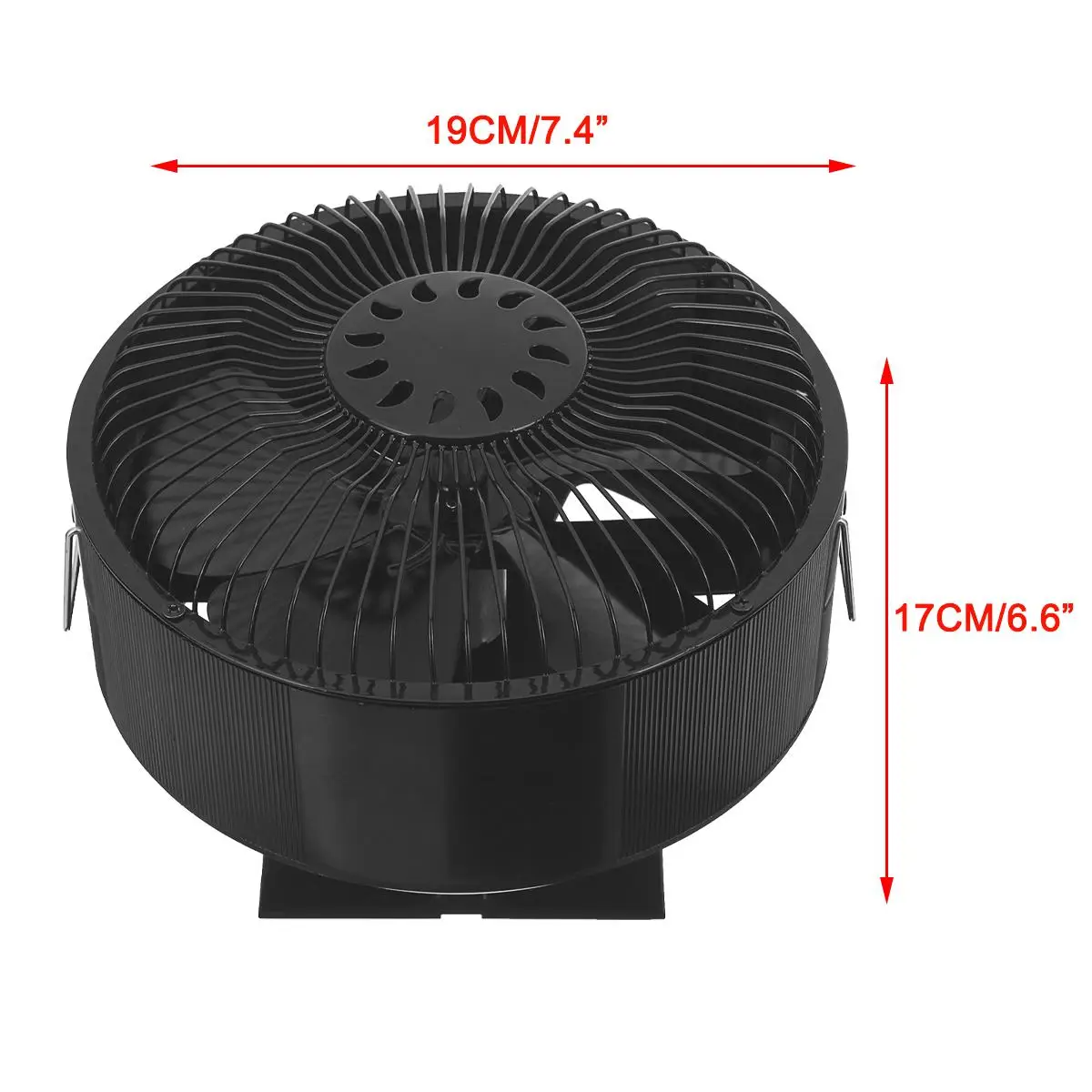No battery needed black aluminum alloy heat power fanfan fireplace safe hot air fan heaters