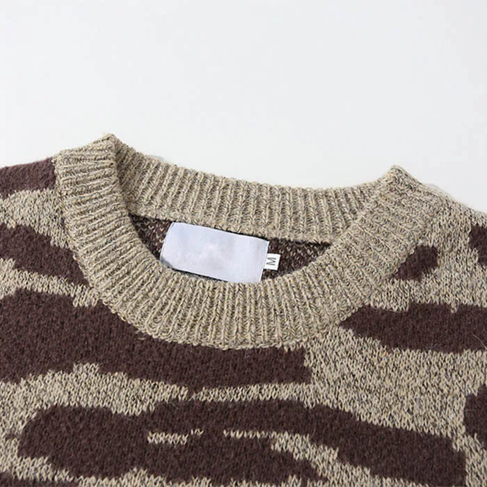 autumn winter plain crewneck sweatshirt custom knit leopard cardigan cotton sweater men