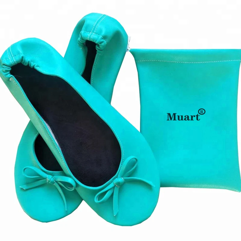 customer OEM logo Rose Gold Popular lady folding ballerina shoes cheap disposable fold up ballet flats folding Shoes