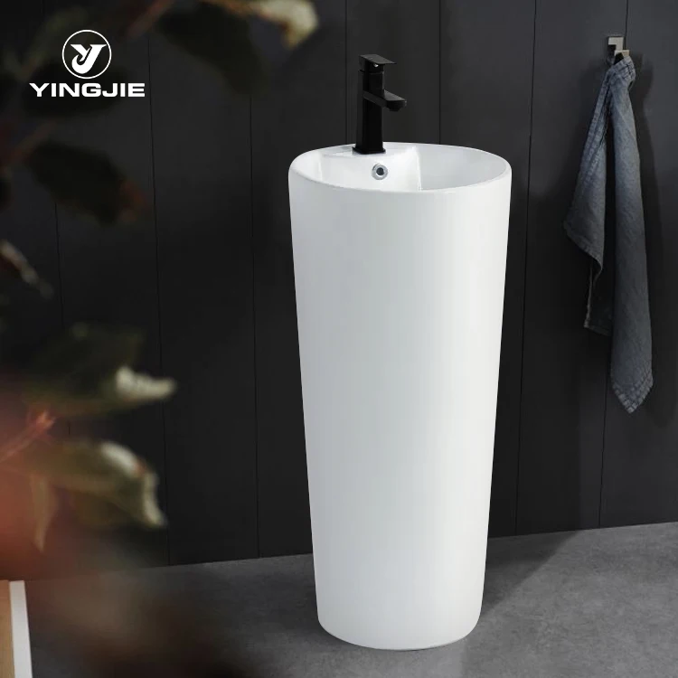 Wholesale price modern sanitary ware free standing basins bathroom sink ceramic hand wash pedestal basin