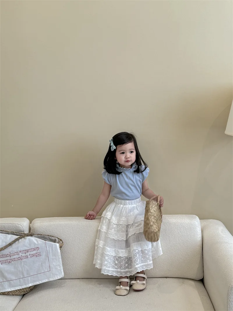 Wholesale fashion skirt set for girls korean style children boutique clothing cute short sleeve kids girls clothes sets