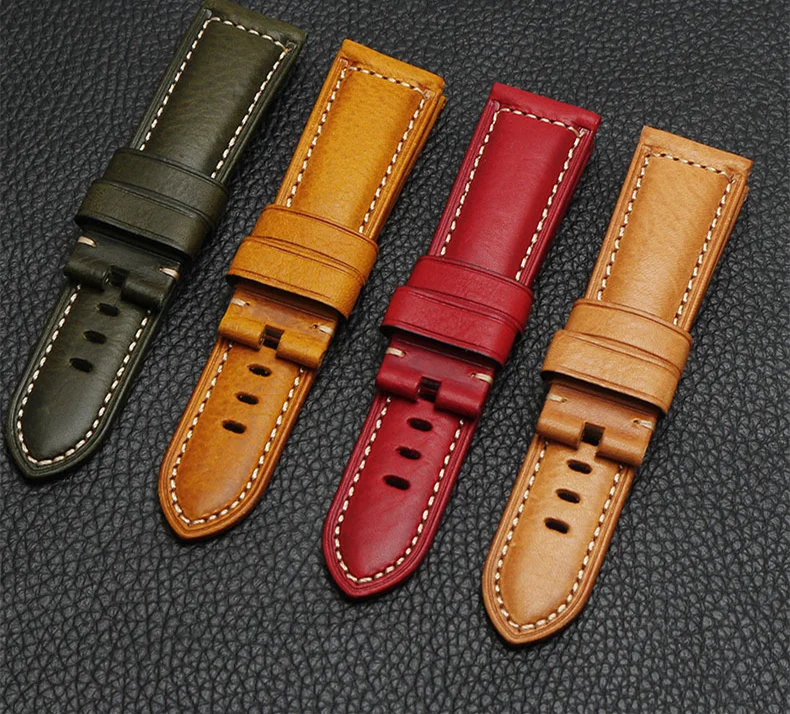 Italian Cowhide Leather 22mm 24mm 26mm Leather Watch band without Buckle for Panerai PAM961 979 Watch Strap Accessories