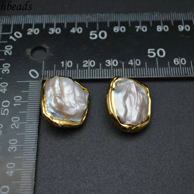 18k золотое покрытие натуральным белым розовым фиолетовым жемчугом нерегулярные квадратной формы свободные бусины подходят серьги решений