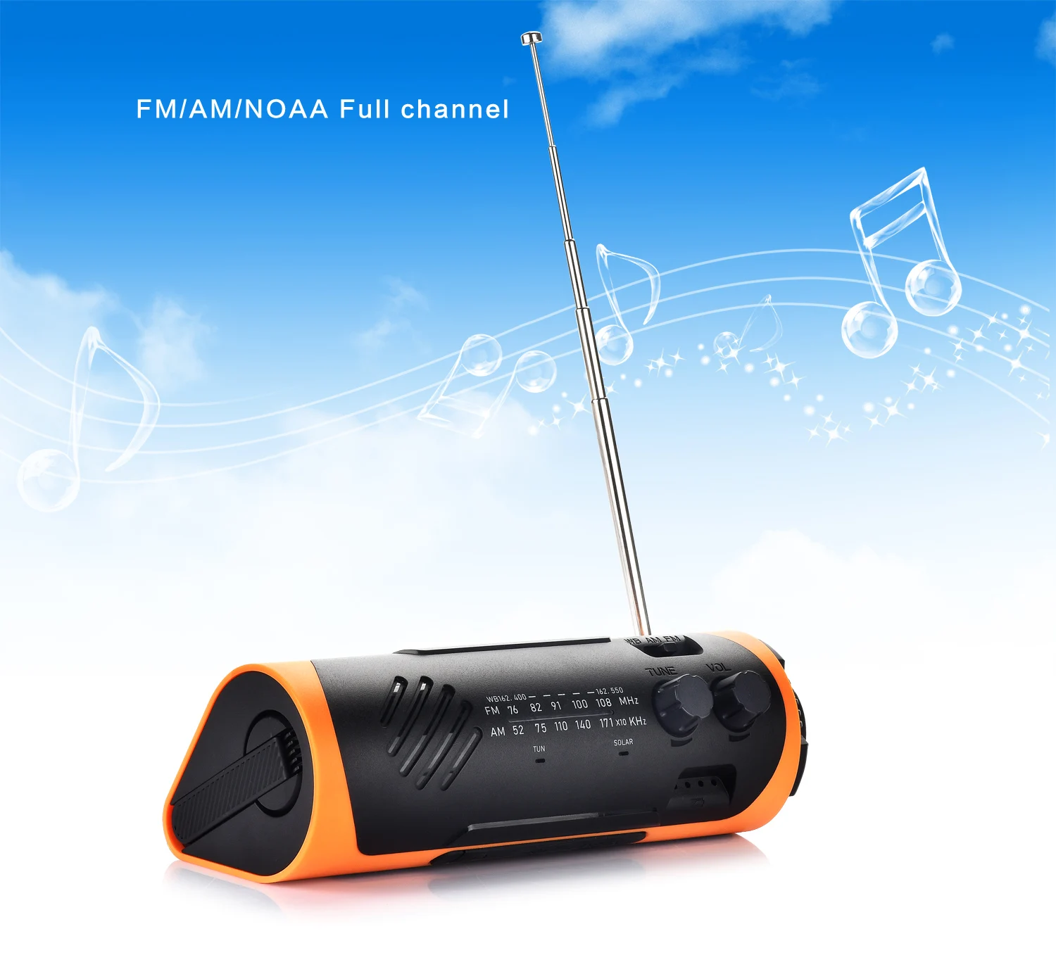 WF-2R01 New manufacture SoS usb rechargeable weather radio fm am hand crank mini solar powered emergency solar portable radio