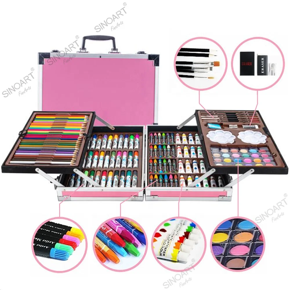 144pcs Newest Design Top Quality Drawing Art Set All-in-one Art Sets With Aluminum Case Gift Package