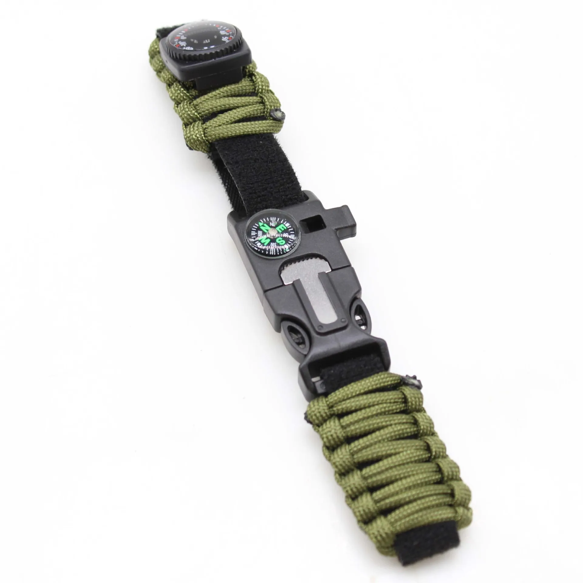 Outdoor Hiking Camping Fishing Hunting Gear compass fire starter whistle Multifunction emergency Survival Bracelet