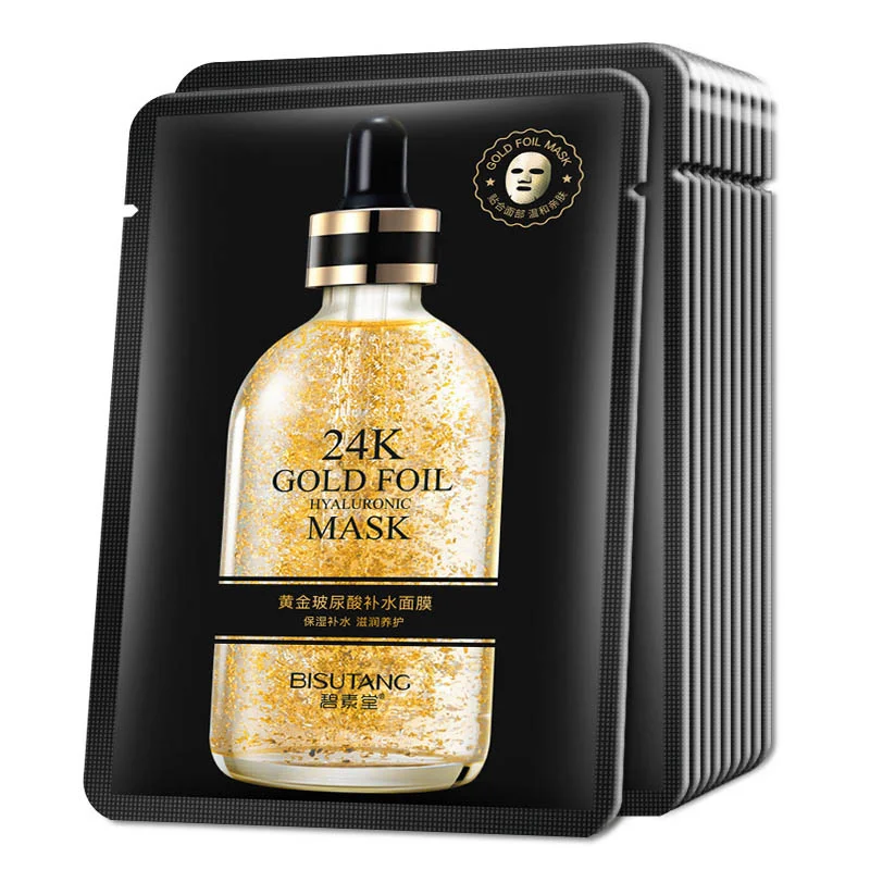  OEM уход за кожей лица увлажняющая листовая маска частная марка 24K Золотая биоколлагеновая